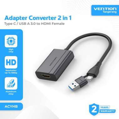 Vention USB to HDMI Converter Adapter Type C to HDMI Video Display Full HD USB 3.0 15 cm - ACYHB