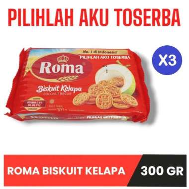 Biskuit Roma Kelapa 300 gram ( 1 PAKET ISI 3 )