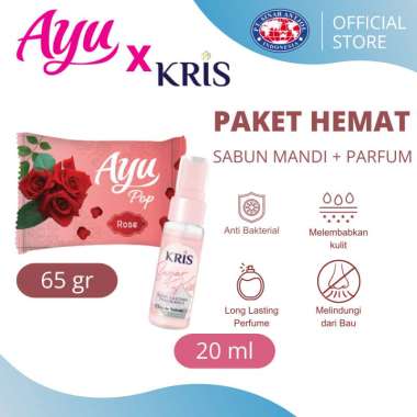 PAKET HEMAT Ayu Pop Rose 65gr Merah + Kris EDT 20ml Pink (Sabun Mandi + Parfum Eau De Toilette Sugar