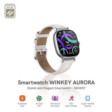 Jam Tangan Wanita WINKEY SWW07 Aurora Smartwatch Fashion Amoled Screen BT Call Long Battery Light Gr
