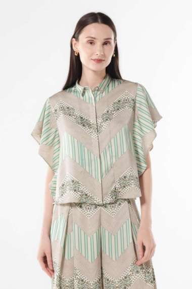 MINIMAL - Citrany - Blus Motif Bunga Garis - Green XXL Green_Light