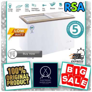 RSA CHEST FREEZER XS-320 XS320 XS 320 LOW WATT SLIDING GLASS 300L FREEZER BOX RSA FAST FREEZING