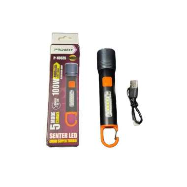 Senter LED 100W P-100ZS Probest Zoom Super Turbo 5 Mode Cahaya 100 Watt Senter Multifungsi Cas Type 