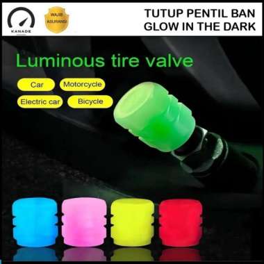 Tutup Pentil NEON Premium Pentil Led Nyala Ban Mobil Motor Sepeda Glow In The Dark Luminous merah