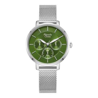 Jam Tangan Wanita Alexandre Christie Passion AC 2870 BF BSSGN Ladies Green Dial Mesh Strap Multicolo