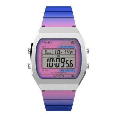 Jam Tangan Wanita Timex T80 TW2V74600 Ladies Digital Dial Dual Tone Resin Strap Ungu