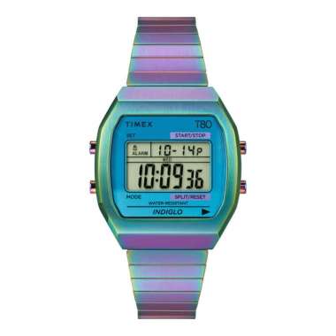 Jam Tangan Wanita Timex T80 TW2W57100 Ladies Digital Dial Stainless Steel Expansion Strap Multicolor
