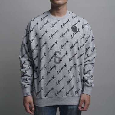 LIFEWORK Sweater Grey Script Monogram Grey ( 100% Authentic ) M