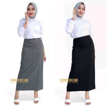 Rok Kerja Panjang Wanita Model Span - Tebal Dan Nyaman Dipakai Seharian Warna S Navy