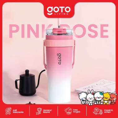Goto Firo Tumbler Vacuum Stainless Tahan Panas Dingin Botol Minum 1.2L PINK ROSE