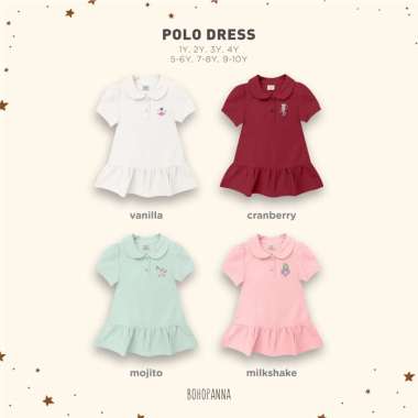 BOHOPANNA - POLO DRESS - DRES ANAK 5-6Y VANILLA