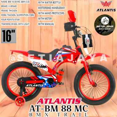 Sepeda BMX Trail 16 Inch ATLANTIS AT-BM 88 MC Frame Steel, Ban Jumbo 3.0, Sepeda Anak BMX Motor Trai