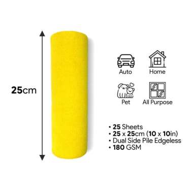 Microfiber Roll Edgeless Roll - Microfiber Roll - Microfiber Tear Away - Kain Lap Microfiber Kuning