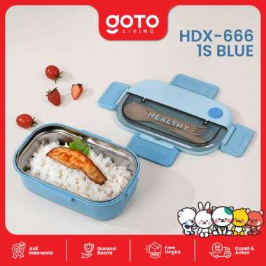Goto Zeno Lunch Box Stainless Tempat Makan Bekal Bento Anak Aesthetic HDX-666 1S BLUE