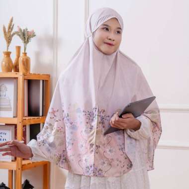 VESELKA Syaratha Kerudung Bergo | Hijab Jilbab Syari Khimar Instan Motif Bunga Printing Jumbo Mellow