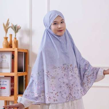VESELKA Syaratha Kerudung Bergo | Hijab Jilbab Syari Khimar Instan Motif Bunga Printing Jumbo Sky Wa