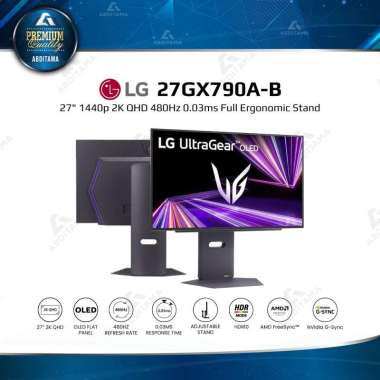 Monitor OLED UltraGear LG 27GX790A-B 27" 1440p 2K QHD 480Hz 0.03ms HDMI 2.1x2 DP 2.1x1 Full Ergonomi