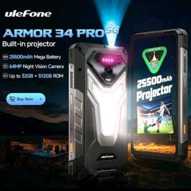 Ulefone Armor 34 Pro Plus Rugged 32GB(16GB+16GB)+512GB 6.95 Inch 25500mAh 5G Android 15 NFC