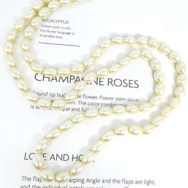 Mutiara Sintetis Oval Berat Premium Mutsin Manik Manik DIY (6mm & 8mm) - BH155 CREAM (8MM)