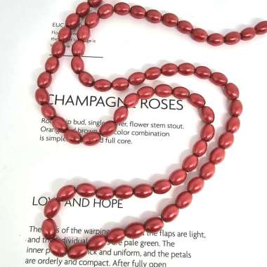 Mutiara Sintetis Oval Berat Premium Mutsin Manik Manik DIY (6mm & 8mm) - BH155 MERAH (8MM)