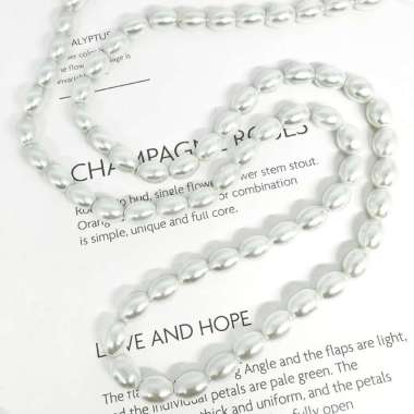 Mutiara Sintetis Oval Berat Premium Mutsin Manik Manik DIY (6mm & 8mm) - BH155 PUTIH (8MM)
