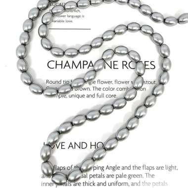 Mutiara Sintetis Oval Berat Premium Mutsin Manik Manik DIY (6mm & 8mm) - BH155 SILVER (8MM)