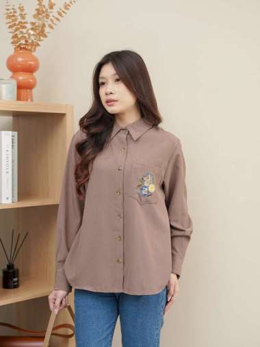 Ederra Corvi Top / Atasan Wanita Polos / Kemeja Wanita L/XL Fawn