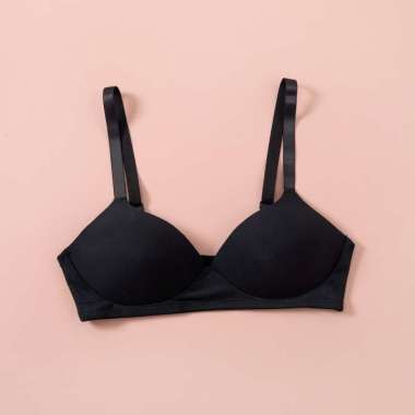 Felancy Bra Rib Fabric Cool Wireless 071-1082B 38B/085 Black