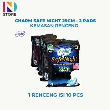 Charm Safe Night 29cm Isi 5 Pads/9 Pads/18 Pads/30 Pads (1 Pcs/pack) Pembalut CSN RENCENG 29CM -2P