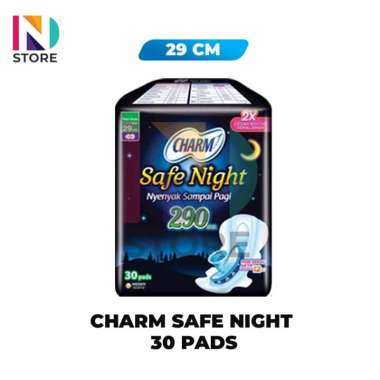 Charm Safe Night 29cm Isi 5 Pads/9 Pads/18 Pads/30 Pads (1 Pcs/pack) Pembalut CSN 29CM - 30 PADS