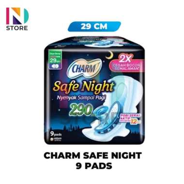 Charm Safe Night 29cm Isi 5 Pads/9 Pads/18 Pads/30 Pads (1 Pcs/pack) Pembalut CSN 29CM - 9 PADS