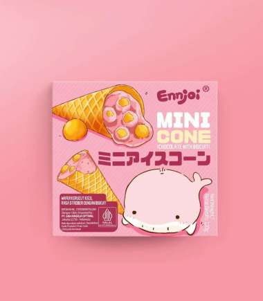 Ennjoi Wafer Mini Cone Coklat /Cone Strawberry /Cone Yogurt /Wafer Kerucut Kecil cone strawberry