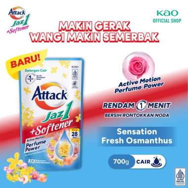 Attack Jaz1 Plus Softener Deterjen Cair Sensation Fresh Osmanthus Pouch 700g