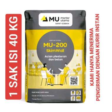 MU-200 Skim Wall 40 kg Semen Mortar Utama Acian Plesteran dan Beton
