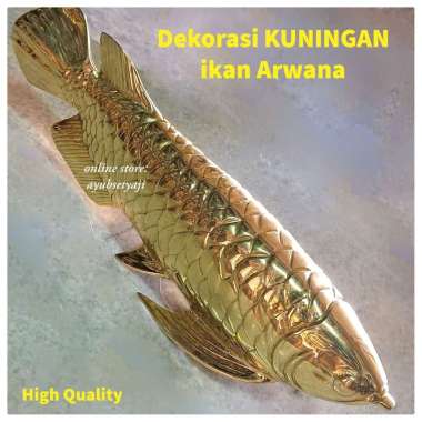 Ikan Arwana Kuningan Dekorasi Ikan BRASS SOLID Antik Pajangan Lemari Patung ikan Arwana ukir Souveni