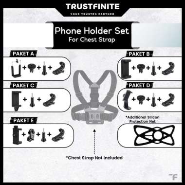 Phone Holder Clamp Adapter Screw Set for Body Chest Strap PAKET A + KARET PENGAMAN
