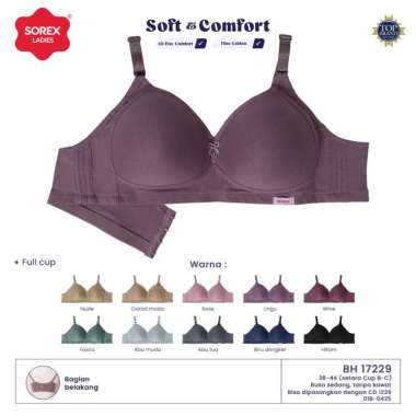Sorex Bra Soft & Comfort Tanpa Kawat Full Cup C Kait 4 Busa Sedang Katun Mix BH 17229 Size 40 Hitam