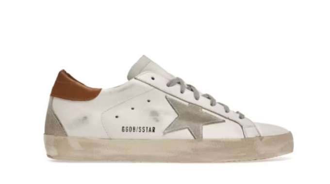 Golden Goose Super-Star White Vacchetta Tan Grey Suede Patch - 100% Original Guaranteed 41