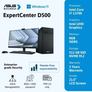 ASUS DESKTOP ExpertCenter D500TE-780500035W Intel Core I7-13700 8GB 512GB Windows 11 Home + LCD Moni