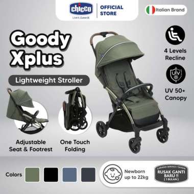 CHICCO Stroller Goody X Plus Black Re-Lux - Kereta Dorong Bayi Otomatis Lipat Premium - Lavie Baby H