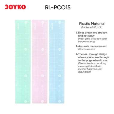 JOYKO Ruler Penggaris RL-PCO15~20cm Pastel Color RL-PCO15