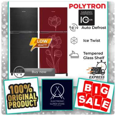 KULKAS POLYTRON PRB-200 PRB200 PRB 200 SUPER LOW WATT 200 LITER FAST COOLING POLYTRON LEMARI ES 2 PI