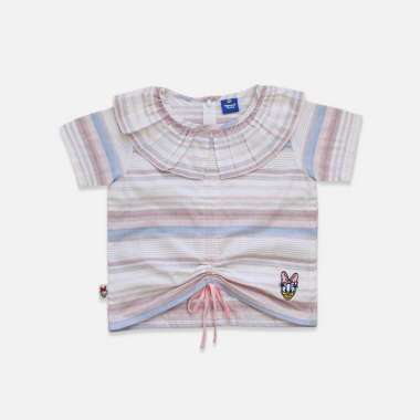 Blouse/ Blus Lengan Pendek Anak Perempuan Peach/ Daisy Classic Campus 6 tahun