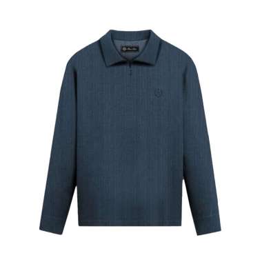 RUCAS Tailor Textured Long Sleeve Polo Shirt Blue XXL