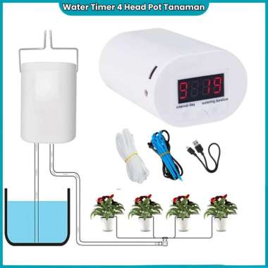 Siram Tanaman Otomatis Water Thimmer Mini 4 Cabag Timer Flower Watering 4 Head