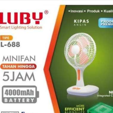 Luby Kipas Lampu Emergency Luby L688 Cas Ulang Kipas Portable 6inch L-688 Standar