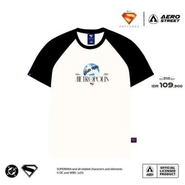 Aerostreet T Shirt Reglan Metropolis Off White Hitam Kaos ABAAA XL