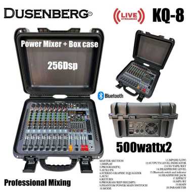 Power Mixer New Dusenberg KQ8 plus Langsung case koper 500watt x2 256Dsp bluetooht Original