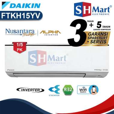 AC DAIKIN 1/2 PK ALPHA INVERTER FTKH15YV / FTKH-15YV NUSANTARA PRESTIGE NEW GARANSI RESMI (MEDAN)