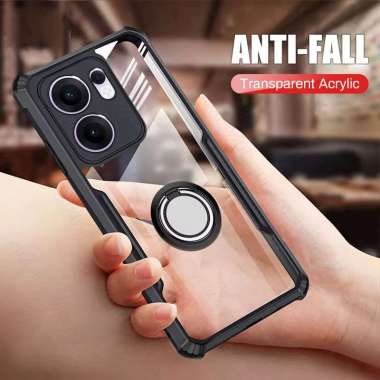 Case Acrylic Transparan OPPO Reno 13 F 5G - Magnet Ring Armor Anti Shock